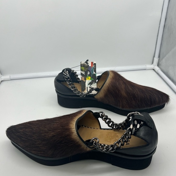 NWT TOGA PULLA Pony Hair Brown Cream Leather Chain Platform Loafer Flat Shoes 39 - Picture 13 of 17